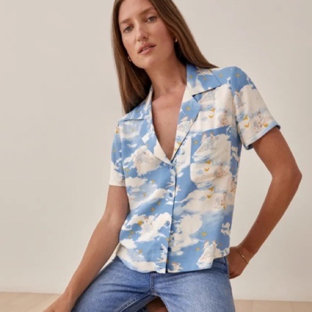 Reformation Cuba top in cielo print